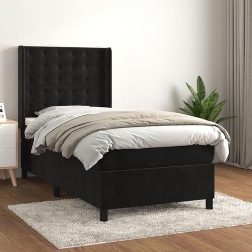 MOBCANT Boxspringbett mit Matratze, Doppelbett Familienbett Bettgestell Polsterbett Geeignet für Schlafzimmer Hotel Schulen Gästezimmer Schwarz 100x200 cm Samt MOBCANT Boxspringbett mit Matratze, Doppelbett Familienbett Bettgestell Polsterbett Geeignet für Schlafzimmer Hotel Schulen Gästezimmer Schwarz 100x200 cm Samt von MOBCANT