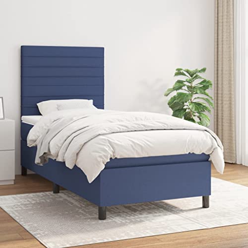 MOBCANT Boxspringbett mit Matratze, Einzelbett Futonbett Bettrahmen Familienbett Geeignet für Schlafzimmer Gästezimmer Hotel Wohnungen Blau 90x190 cm Stoff MOBCANT Boxspringbett mit Matratze, Einzelbett Futonbett Bettrahmen Familienbett Geeignet für Schlafzimmer Gästezimmer Hotel Wohnungen Blau 90x190 cm Stoff von MOBCANT