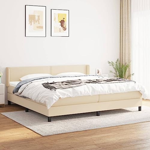 MOBCANT Boxspringbett mit Matratze, Familienbett Bett Bettsystem Polsterbett Geeignet für Hotel Schlafzimmer Gästezimmer Wohnungen Creme 200x200 cm Stoff MOBCANT Boxspringbett mit Matratze, Familienbett Bett Bettsystem Polsterbett Geeignet für Hotel Schlafzimmer Gästezimmer Wohnungen Creme 200x200 cm Stoff von MOBCANT