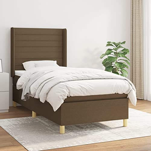MOBCANT Boxspringbett mit Matratze, Familienbett Bettgestell Futonbett Bettrahmen Geeignet für Gästezimmer Schlafzimmer Hotel Wohnungen Dunkelbraun 80x200 cm Stoff von MOBCANT