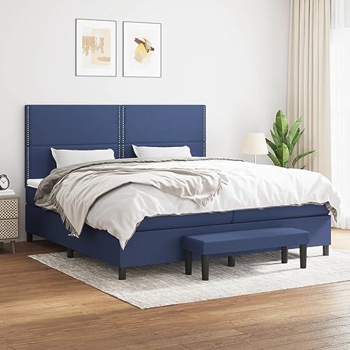 MOBCANT Boxspringbett mit Matratze, Familienbett Futonbett Bettstütze Bettgestell Geeignet für Hotel Wohnungen Gästezimmer Schlafzimmer Blau 200x200 cm Stoff MOBCANT Boxspringbett mit Matratze, Familienbett Futonbett Bettstütze Bettgestell Geeignet für Hotel Wohnungen Gästezimmer Schlafzimmer Blau 200x200 cm Stoff von MOBCANT