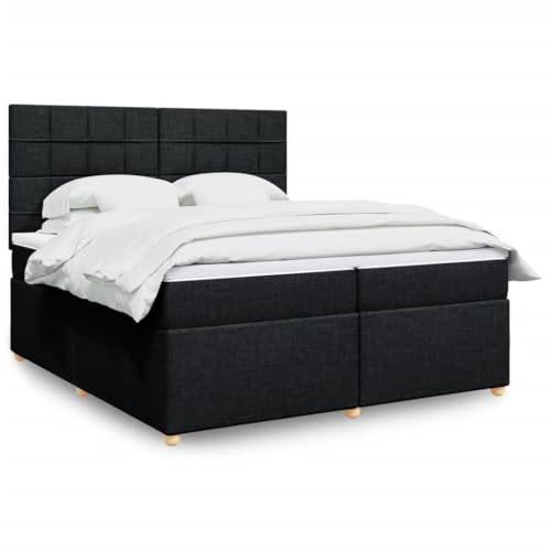MOBCANT Boxspringbett mit Matratze, Familienbett Polsterbett Bett Bettstütze Geeignet für Schlafzimmer Hotel Wohnungen Schulen Schwarz 200x200 cm Stoff MOBCANT Boxspringbett mit Matratze, Familienbett Polsterbett Bett Bettstütze Geeignet für Schlafzimmer Hotel Wohnungen Schulen Schwarz 200x200 cm Stoff von MOBCANT