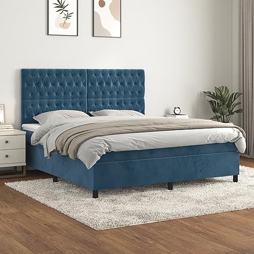 MOBCANT Boxspringbett mit Matratze, Familienbett Polsterbett Bettrahmen Hausbett Geeignet für Schlafzimmer Hotel Wohnungen Gästezimmer Dunkelblau 180x200 cm Samt MOBCANT Boxspringbett mit Matratze, Familienbett Polsterbett Bettrahmen Hausbett Geeignet für Schlafzimmer Hotel Wohnungen Gästezimmer Dunkelblau 180x200 cm Samt von MOBCANT