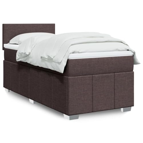 MOBCANT Boxspringbett mit Matratze, Familienbett Tagesbett Futonbett Bettgestell Geeignet für Schulen Schlafzimmer Gästezimmer Hotel Dunkelbraun 100x200 cm Stoff von MOBCANT