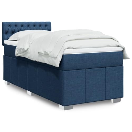 MOBCANT Boxspringbett mit Matratze, Futonbett Betten Hausbett Doppelbett Geeignet für Schulen Gästezimmer Schlafzimmer Wohnungen Blau 100x200 cm Stoff von MOBCANT