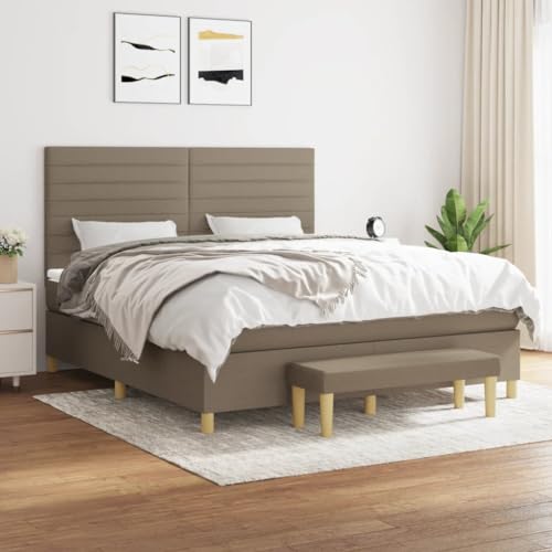 MOBCANT Boxspringbett mit Matratze, Futonbett Bettsystem Doppelbett Hausbett Geeignet für Schulen Gästezimmer Hotel Schlafzimmer Taupe 180x200 cm Stoff MOBCANT Boxspringbett mit Matratze, Futonbett Bettsystem Doppelbett Hausbett Geeignet für Schulen Gästezimmer Hotel Schlafzimmer Taupe 180x200 cm Stoff von MOBCANT
