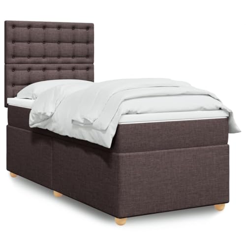 MOBCANT Boxspringbett mit Matratze, Hausbett Bettstütze Futonbett Bettsystem Geeignet für Hotel Schulen Gästezimmer Wohnungen Dunkelbraun 100x200 cm Stoff von MOBCANT