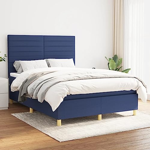 MOBCANT Boxspringbett mit Matratze, Polsterbett Bettrahmen Hausbett Familienbett Geeignet für Gästezimmer Schulen Wohnungen Schlafzimmer Blau 140x200 cm Stoff MOBCANT Boxspringbett mit Matratze, Polsterbett Bettrahmen Hausbett Familienbett Geeignet für Gästezimmer Schulen Wohnungen Schlafzimmer Blau 140x200 cm Stoff von MOBCANT