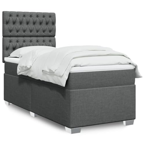 MOBCANT Boxspringbett mit Matratze, Polsterbett Bettstütze Futonbett Einzelbett Geeignet für Wohnungen Gästezimmer Schlafzimmer Hotel Dunkelgrau 90x190 cm Stoff MOBCANT Boxspringbett mit Matratze, Polsterbett Bettstütze Futonbett Einzelbett Geeignet für Wohnungen Gästezimmer Schlafzimmer Hotel Dunkelgrau 90x190 cm Stoff von MOBCANT