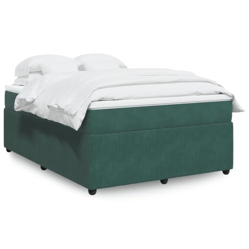 MOBCANT Boxspringbett mit Matratze, Polsterbett Doppelbett Betten Bettrahmen Geeignet für Schlafzimmer Wohnungen Hotel Gästezimmer Dunkelgrün 140x190 cm Samt von MOBCANT