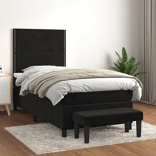 MOBCANT Boxspringbett mit Matratze, Seniorenbett Bettsystem Bettgestell Einzelbett Geeignet für Schlafzimmer Hotel Schulen Gästezimmer Schwarz 80x200 cm Samt MOBCANT Boxspringbett mit Matratze, Seniorenbett Bettsystem Bettgestell Einzelbett Geeignet für Schlafzimmer Hotel Schulen Gästezimmer Schwarz 80x200 cm Samt von MOBCANT