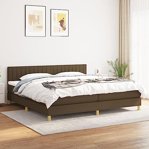 MOBCANT Boxspringbett mit Matratze, Tagesbett Bettgestell Futonbett Betten Geeignet für Gästezimmer Schulen Wohnungen Hotel Dunkelbraun 200x200 cm Stoff von MOBCANT