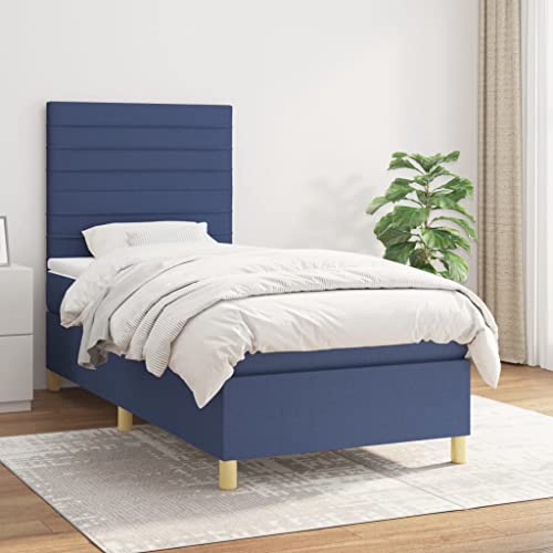 MOBCANT Boxspringbett mit Matratze, Tagesbett Bettsystem Betten Einzelbett Geeignet für Schlafzimmer Schulen Gästezimmer Hotel Blau 90x200 cm Stoff MOBCANT Boxspringbett mit Matratze, Tagesbett Bettsystem Betten Einzelbett Geeignet für Schlafzimmer Schulen Gästezimmer Hotel Blau 90x200 cm Stoff von MOBCANT