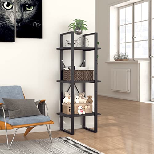 MOBCANT Bücherregal 3 Fächer Grau 40x30x105 cm Holzwerkstoff, Vitrinenschrank Regal Lagerregal Standregal Geeignet für Büro Wohnzimmer Arbeitszimmer Schlafzimmer von MOBCANT