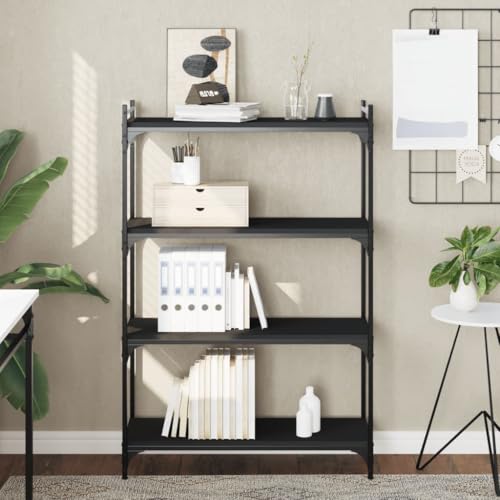 MOBCANT Bücherregal 4 Böden Schwarz 80x30x120 cm Holzwerkstoff, Kellerregal Vitrinenschrank Standregal Bookshelf Geeignet für Wohnzimmer Wohnung Büro Arbeitszimmer MOBCANT Bücherregal 4 Böden Schwarz 80x30x120 cm Holzwerkstoff, Kellerregal Vitrinenschrank Standregal Bookshelf Geeignet für Wohnzimmer Wohnung Büro Arbeitszimmer von MOBCANT
