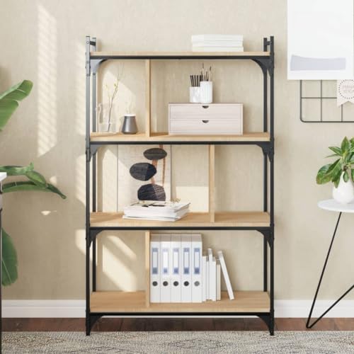 MOBCANT Bücherregal 4 Böden Sonoma-Eiche 76x32x123 cm Holzwerkstoff, Badregal Standregal Vitrinenschrank Lagerregal Geeignet für Büro Schlafzimmer Hotel Wohnung MOBCANT Bücherregal 4 Böden Sonoma-Eiche 76x32x123 cm Holzwerkstoff, Badregal Standregal Vitrinenschrank Lagerregal Geeignet für Büro Schlafzimmer Hotel Wohnung von MOBCANT