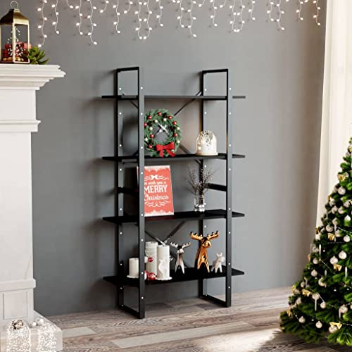 MOBCANT Bücherregal 4 Fächer Schwarz 80x30x140 cm Holzwerkstoff, Regal Vitrinenschrank Kellerregal Badregal Geeignet für Wohnung Wohnzimmer Hotel Arbeitszimmer von MOBCANT