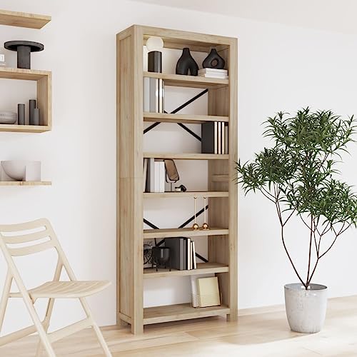 MOBCANT Bücherregal 7 Böden 80x30x200 cm Massivholz Akazie, Lagerregal Kellerregal Bookshelf Badregal Geeignet für Büro Wohnung Arbeitszimmer Schlafzimmer MOBCANT Bücherregal 7 Böden 80x30x200 cm Massivholz Akazie, Lagerregal Kellerregal Bookshelf Badregal Geeignet für Büro Wohnung Arbeitszimmer Schlafzimmer von MOBCANT