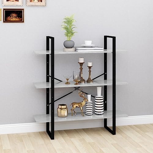 MOBCANT Bücherregal Betongrau 100x30x105 cm Holzwerkstoff, Lagerregal Kellerregal Regal Bookshelf Geeignet für Wohnung Wohnzimmer Schlafzimmer Büro von MOBCANT