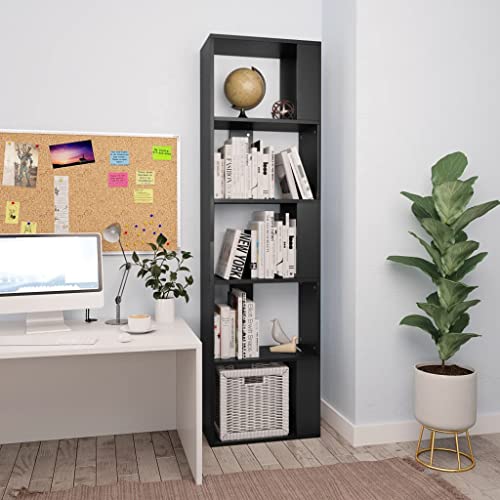 MOBCANT Bücherregal-Raumteiler Schwarz 45x24x159 cm Holzwerkstoff, Vitrinenschrank Lagerregal Bookshelf Badregal Geeignet für Arbeitszimmer Büro Wohnung Schlafzimmer von MOBCANT