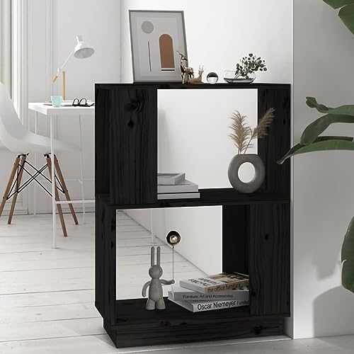 MOBCANT Bücherregal-Raumteiler Schwarz 51x25x70 cm Massivholz Kiefer, Kellerregal Bookshelf Standregal Badregal Geeignet für Wohnung Arbeitszimmer Hotel Büro von MOBCANT