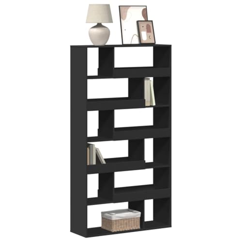 MOBCANT Bücherregal Schwarz 100x33x187,5 cm Holzwerkstoff, Badregal Vitrinenschrank Regal Lagerregal Geeignet für Schlafzimmer Büro Wohnzimmer Wohnung MOBCANT Bücherregal Schwarz 100x33x187,5 cm Holzwerkstoff, Badregal Vitrinenschrank Regal Lagerregal Geeignet für Schlafzimmer Büro Wohnzimmer Wohnung von MOBCANT