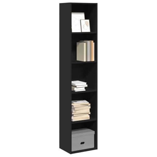 MOBCANT Bücherregal Schwarz 40x30x189 cm Holzwerkstoff, Badregal Bookshelf Kellerregal Vitrinenschrank Geeignet für Wohnung Arbeitszimmer Wohnzimmer Büro von MOBCANT