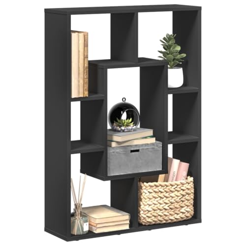 MOBCANT Bücherregal Schwarz 63x20x90 cm Holzwerkstoff, Standregal Bücherschrank Kellerregal Badregal Geeignet für Wohnung Büro Schlafzimmer Arbeitszimmer von MOBCANT