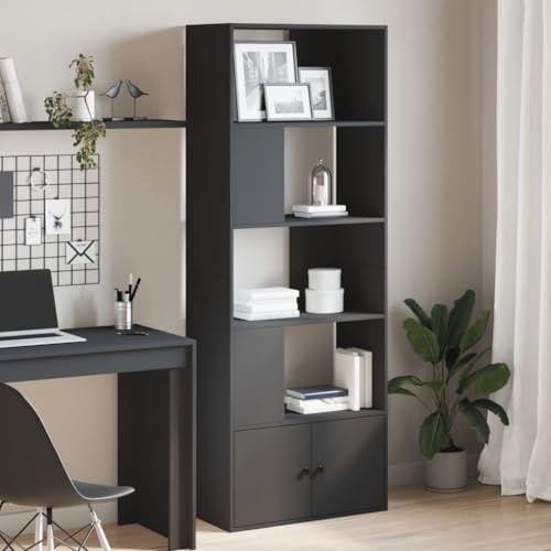 MOBCANT Bücherregal Schwarz 70x36x189 cm Holzwerkstoff, Lagerregal Bücherschrank Standregal Vitrinenschrank Geeignet für Schlafzimmer Büro Hotel Wohnzimmer MOBCANT Bücherregal Schwarz 70x36x189 cm Holzwerkstoff, Lagerregal Bücherschrank Standregal Vitrinenschrank Geeignet für Schlafzimmer Büro Hotel Wohnzimmer von MOBCANT