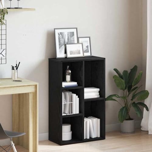 MOBCANT Bücherregal Schwarz Eichen-Optik 50x25x80 cm Holzwerkstoff, Kellerregal Badregal Standregal Bücherschrank Geeignet für Schlafzimmer Arbeitszimmer Wohnzimmer Büro von MOBCANT