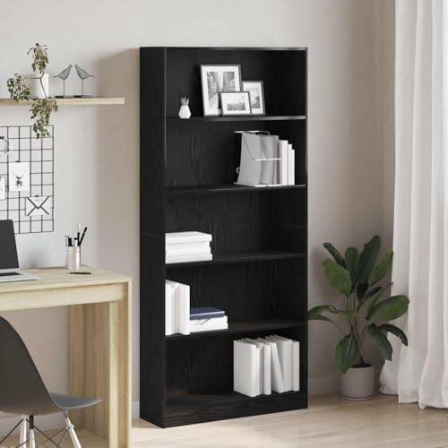 MOBCANT Bücherregal Schwarz Eichen-Optik 80x24x176 cm Holzwerkstoff, Lagerregal Badregal Bücherschrank Kellerregal Geeignet für Büro Schlafzimmer Wohnung Arbeitszimmer MOBCANT Bücherregal Schwarz Eichen-Optik 80x24x176 cm Holzwerkstoff, Lagerregal Badregal Bücherschrank Kellerregal Geeignet für Büro Schlafzimmer Wohnung Arbeitszimmer von MOBCANT