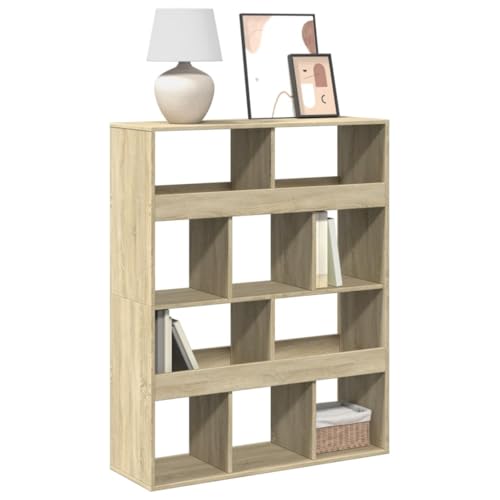 MOBCANT Bücherregal Sonoma-Eiche 100x33x125,5 cm Holzwerkstoff, Bücherschrank Standregal Lagerregal Badregal Geeignet für Hotel Arbeitszimmer Wohnzimmer Büro von MOBCANT