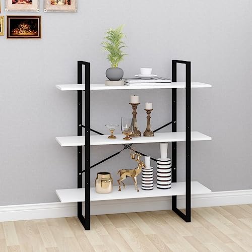 MOBCANT Bücherregal Weiß 100x30x105 cm Holzwerkstoff, Regal Bücherschrank Standregal Vitrinenschrank Geeignet für Büro Wohnung Schlafzimmer Arbeitszimmer von MOBCANT