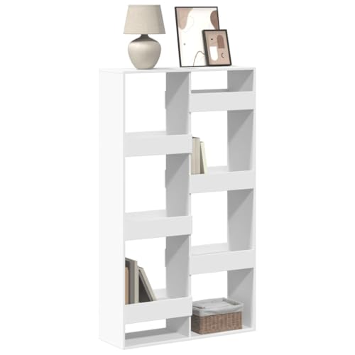 MOBCANT Bücherregal Weiß 100x33x175 cm Holzwerkstoff, Bücherschrank Badregal Vitrinenschrank Bookshelf Geeignet für Wohnung Büro Schlafzimmer Wohnzimmer von MOBCANT