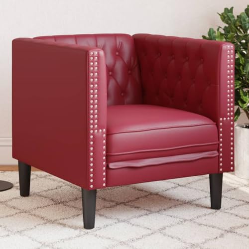 MOBCANT Chesterfield-Sessel Weinrot Kunstleder Sofagarnitur Couch Modulares Sofa Schlafsofa für Wohnzimmer Empfangsraum Schlafzimmer Wohnung von MOBCANT