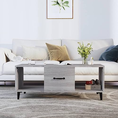 MOBCANT Couchtisch, Sofa Tisch Coffee Table Betttisch Wohnzimmertisch Geeignet für Wohnung Teehaus Schlafzimmer Büro Grau Sonoma 102x50x40 cm Holzwerkstoff von MOBCANT