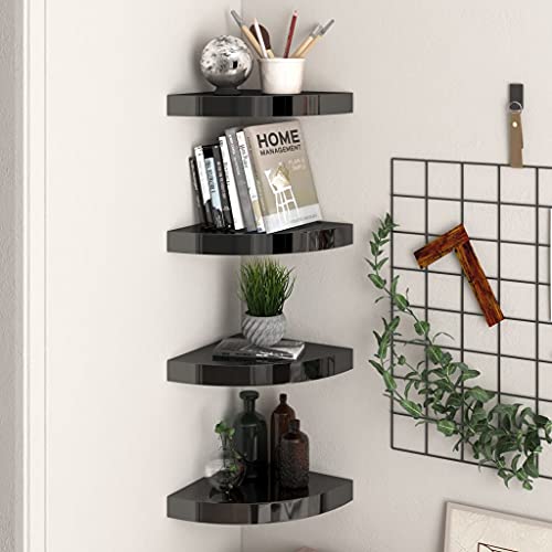 MOBCANT Eck-Schweberegale 4 STK. Hochglanz-Schwarz 25x25x3,8 cm MDF, Regalbrett Schwebendes Regal Bücherregal Wand Hängeregal Verwendbar für Schlafzimmer Wohnzimmer Badezimmer Waschküche MOBCANT Eck-Schweberegale 4 STK. Hochglanz-Schwarz 25x25x3,8 cm MDF, Regalbrett Schwebendes Regal Bücherregal Wand Hängeregal Verwendbar für Schlafzimmer Wohnzimmer Badezimmer Waschküche von MOBCANT