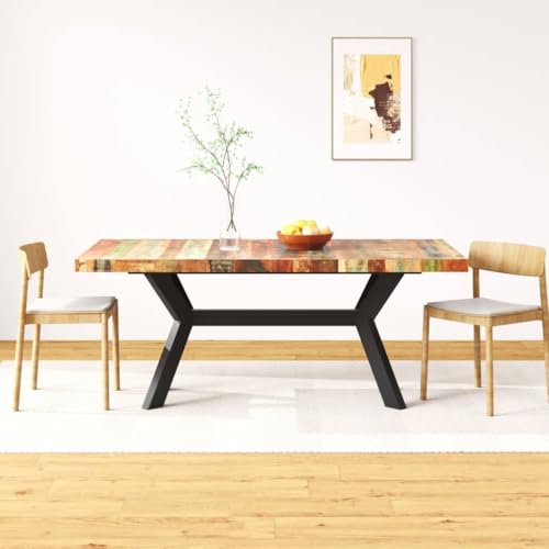 MOBCANT Esstisch Altholz Massiv und Stahlgestell 180 cm, Essen Tisch Table Bartisch Tisch Verwendbar für Restaurant Wohnung Wohnzimmer Speisesaal von MOBCANT