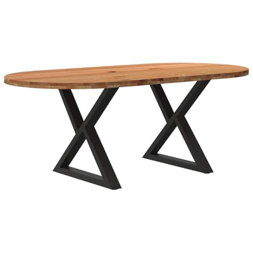 MOBCANT Esstisch Hellbraun 200x100x74 cm Massivholz Eiche Oval, Tisch Essen Tisch Theke bar Table Verwendbar für Wohnung Wohnzimmer Hotel Restaurant von MOBCANT