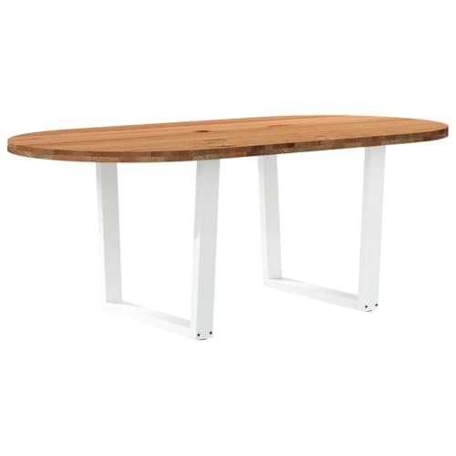 MOBCANT Esstisch Hellbraun 200x100x74 cm Massivholz Eiche Oval, Tisch Table Theke bar Bartisch Verwendbar für Speisesaal Wohnung Wohnzimmer Hotel von MOBCANT