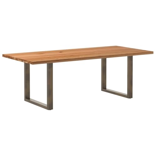 MOBCANT Esstisch Hellbraun 220x100x74 cm Massivholz Eiche Rechteckig, Essen Tisch Bartisch Tisch Theke bar Verwendbar für Restaurant Speisesaal Hotel Wohnung von MOBCANT