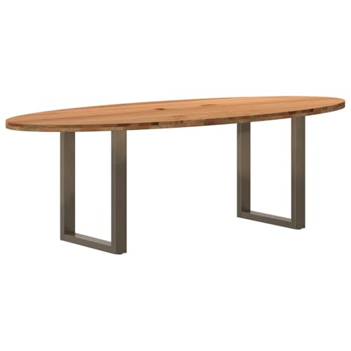 MOBCANT Esstisch Hellbraun 240x100x74 cm Massivholz Eiche Oval, Bartisch Theke bar Tisch Essen Tisch Verwendbar für Wohnzimmer Restaurant Speisesaal Hotel von MOBCANT