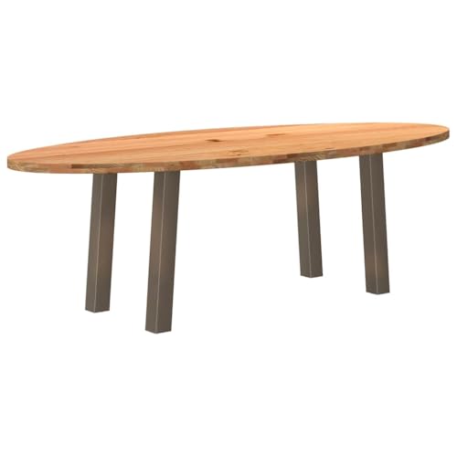 MOBCANT Esstisch Hellbraun 240x100x74 cm Massivholz Eiche Oval, Theke bar Bartisch Essen Tisch Tisch Verwendbar für Wohnung Speisesaal Hotel Restaurant von MOBCANT