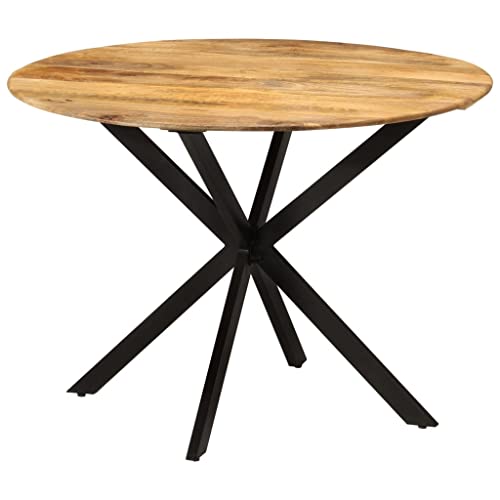 MOBCANT Esstisch Ø110x78 cm Massivholz Mango und Stahl, Theke bar Table Essen Tisch Tisch Verwendbar für Wohnung Hotel Wohnzimmer Restaurant von MOBCANT