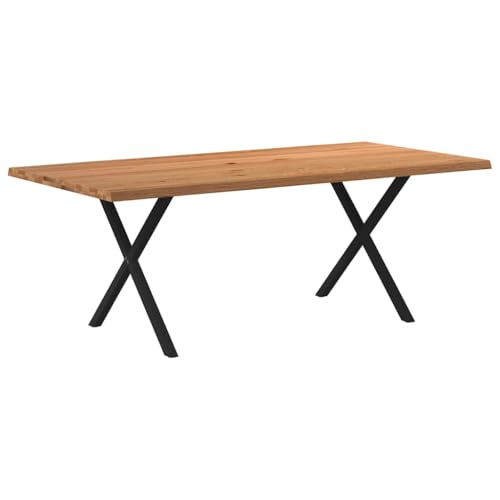 MOBCANT Esstisch mit Baumkanten 200x100x74 cm Massivholz Eiche Rechteck, Table Essen Tisch Bartisch Tisch Verwendbar für Hotel Speisesaal Wohnzimmer Restaurant von MOBCANT
