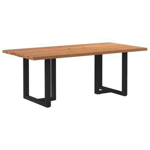 MOBCANT Esstisch mit Baumkanten 200x100x74 cm Massivholz Eiche Rechteck, Table Theke bar Bartisch Essen Tisch Verwendbar für Wohnzimmer Wohnung Restaurant Speisesaal von MOBCANT