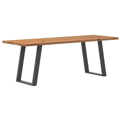 MOBCANT Esstisch mit Baumkanten 220x80x74 cm Massivholz Eiche, Bartisch Tisch Theke bar Essen Tisch Verwendbar für Wohnung Speisesaal Restaurant Wohnzimmer von MOBCANT