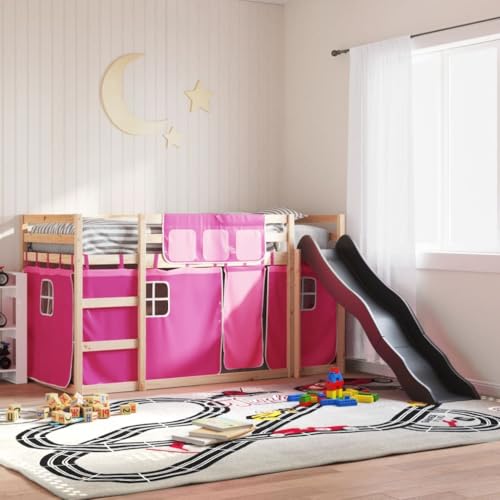MOBCANT Etagenbett mit Rutsche und Gardinen, Bettsystem Tagesbett Bettrahmen Bett Geeignet für Wohnungen Gästezimmer Hotel Schlafzimmer Rosa 90x190 cm MOBCANT Etagenbett mit Rutsche und Gardinen, Bettsystem Tagesbett Bettrahmen Bett Geeignet für Wohnungen Gästezimmer Hotel Schlafzimmer Rosa 90x190 cm von MOBCANT