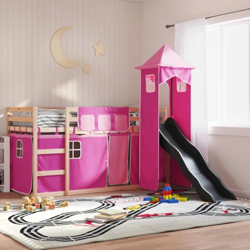MOBCANT Etagenbett mit Rutsche und Gardinen, Einzelbett Betten Familienbett Bettrahmen Geeignet für Schlafzimmer Wohnungen Hotel Schulen Rosa 90x190 cm MOBCANT Etagenbett mit Rutsche und Gardinen, Einzelbett Betten Familienbett Bettrahmen Geeignet für Schlafzimmer Wohnungen Hotel Schulen Rosa 90x190 cm von MOBCANT