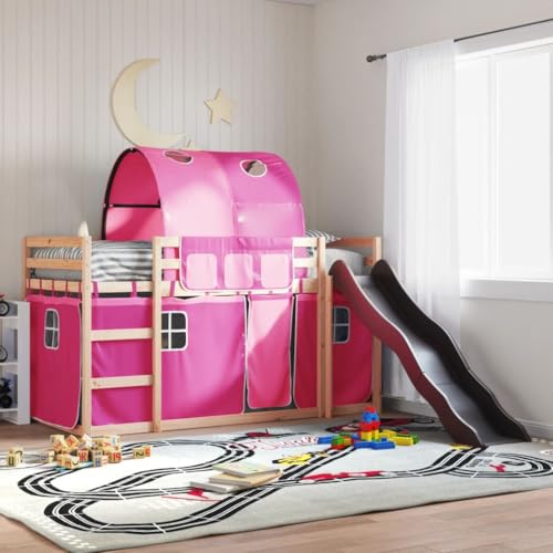 MOBCANT Etagenbett mit Rutsche und Gardinen, Futonbett Betten Polsterbett Bettstütze Geeignet für Gästezimmer Wohnungen Hotel Schulen Rosa 90x190 cm MOBCANT Etagenbett mit Rutsche und Gardinen, Futonbett Betten Polsterbett Bettstütze Geeignet für Gästezimmer Wohnungen Hotel Schulen Rosa 90x190 cm von MOBCANT